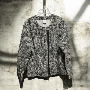 CAbi Moto Black and White Geometric blazer Jacket